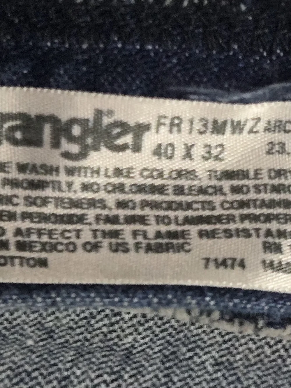 Wrangler FR Men's Dark Blue Denim Work Jeans